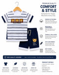 Kids Happy Bear Summer Outfit Set – Soft Cotton Striped T-Shirt & Shorts