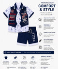 Kids Stylish 3-Piece Summer Outfit Set – Premium Cotton Shirt, Vest & Shorts