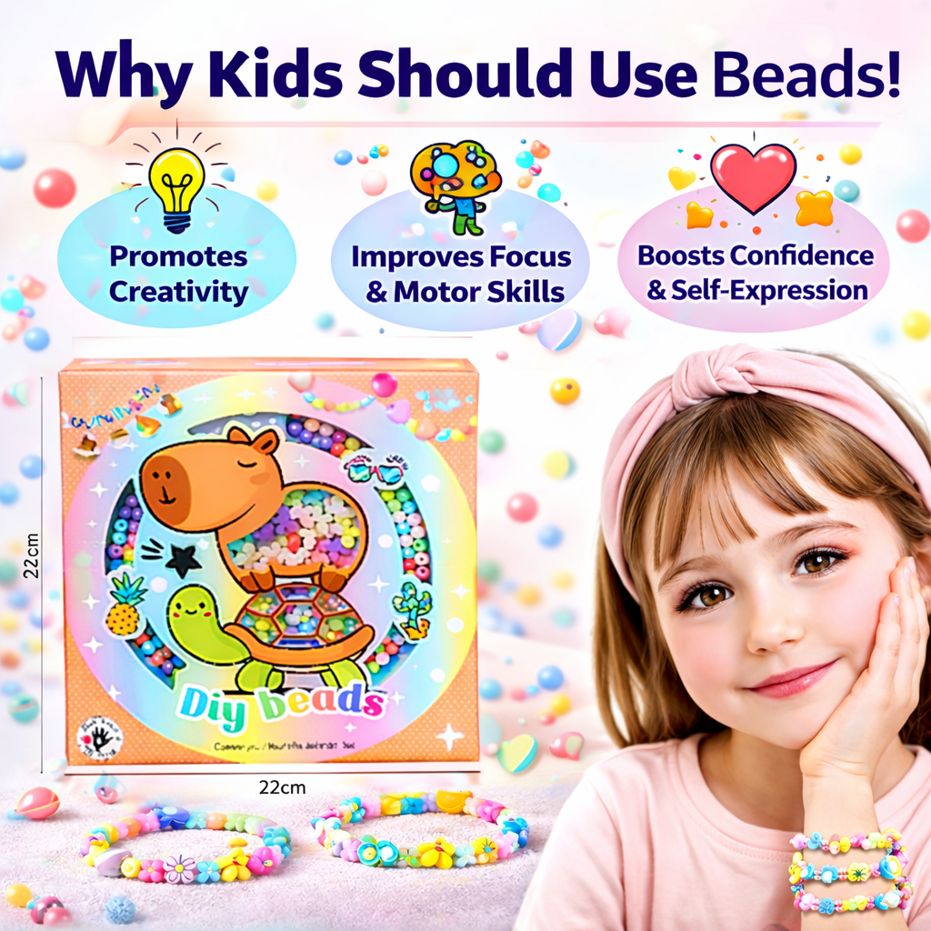 DIY Beads Jewelry Making Kit – Kids Bracelet & Necklace Craft Set